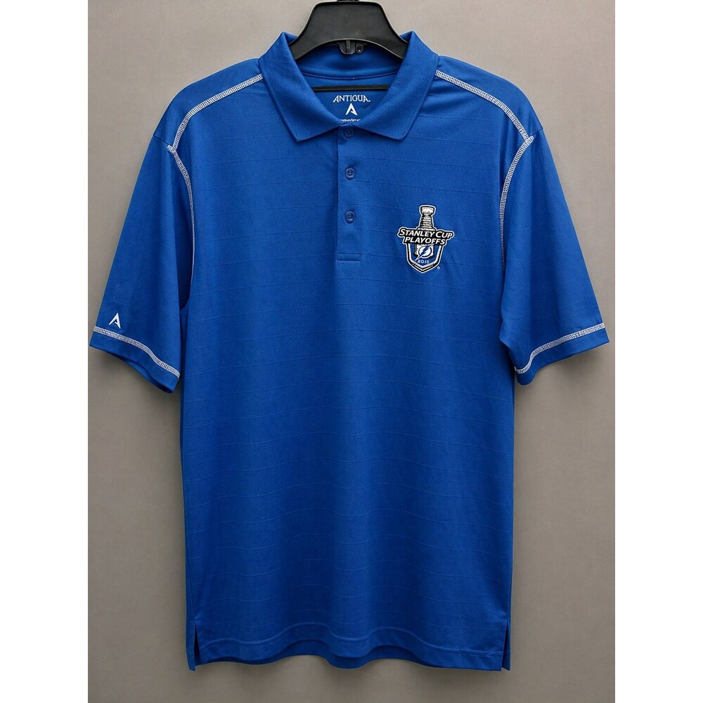 Tampa Bay Lightning Polo Medium 2015 Stanley Cup Playoffs NHL Antigua Blue